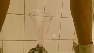 Two girls shitting in a guys mouth