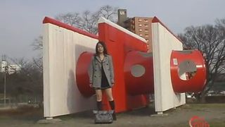 Japanese girls farting near a road