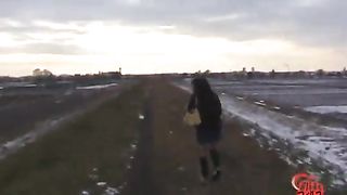 Japanese girls farting near a road