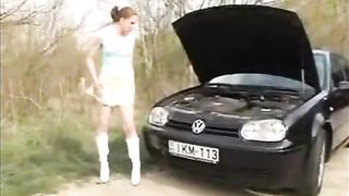 Hungarian girl pooping in public