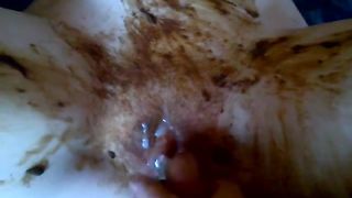 Shit and cum on her clit