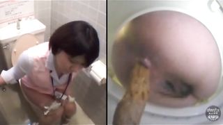 She drops a big yellow crap