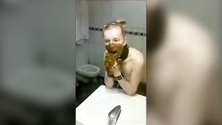 Blowjob with scat on her face