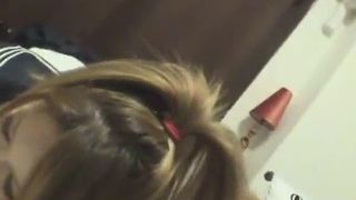 Blonde girl pooping on a perv