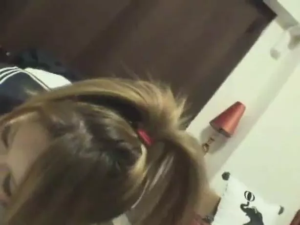 Blonde girl pooping on a perv
