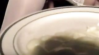 Blonde MILF smears shit