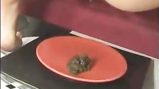 Hot brunette pooping