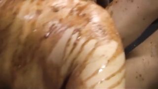 Japanese girl taking it with scat