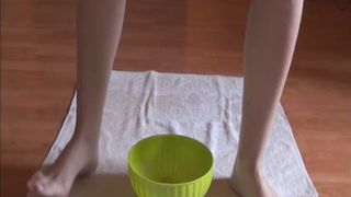 Brunette girl smearing crap