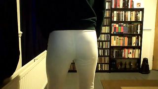 Shit in her white pants