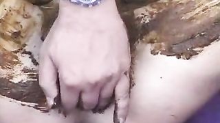 Three guys covered a slut in crap