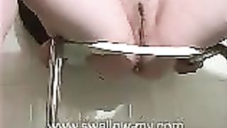 Shitting on a homemade toilet