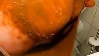 Poop on her entire ass