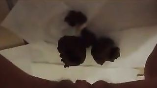 Shaved teen shitting on floor