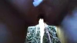 Shaved granny peeing in public