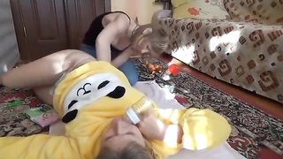 Russian girl shitting in diapers