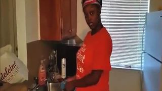 Ebony girl shitting in purple panties