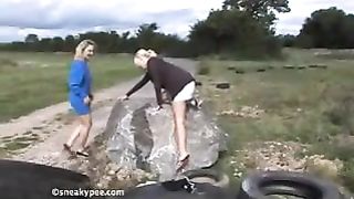 Hot milf peeing in public