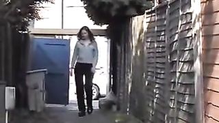 Teen redhead caught peeing in public