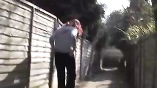 Teen redhead caught peeing in public