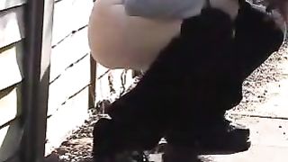 Teen redhead caught peeing in public
