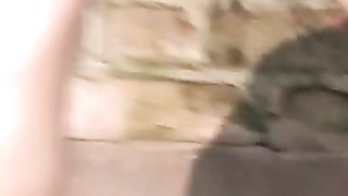 Redhead cutie peeing in public