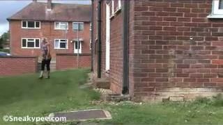 She's peeing around the house