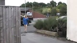 Blonde chubby babe peeing