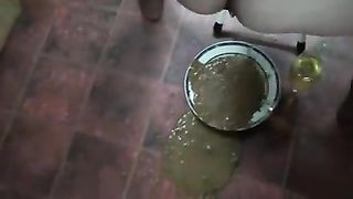 Shitting a lot on a white plate