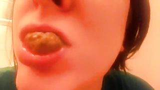 Cute amateur chews her shit