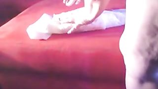 Fat babe shitting on a pair of white diapers