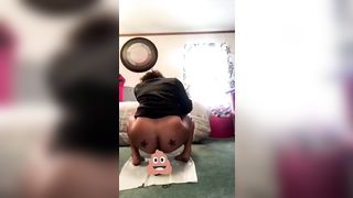 Girl with sexy tattoos pooping