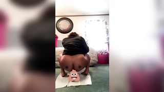 Girl with sexy tattoos pooping
