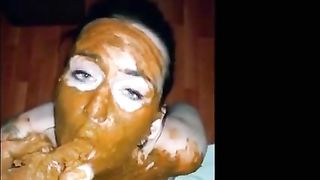 Blowjob with shit covered wife