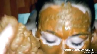 Blowjob with shit covered wife