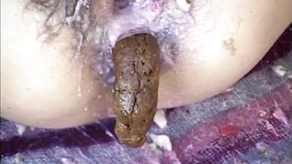 She puked on her hairy pussy