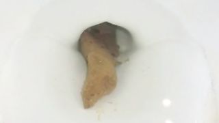 Hairy teen shitting over toilet