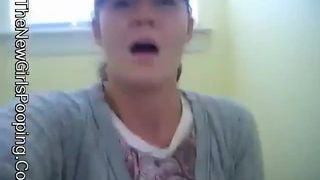 Amateur girl pooping slowly