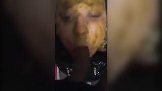 Smearing poop on a brunette slut
