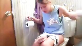 Talking dirty while pooping slowly many times