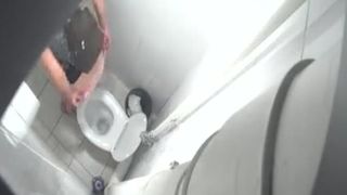 Spying on a blonde milf shitting