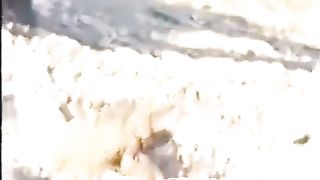 Sweet girl pooping outdoor