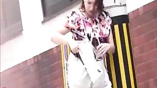 Japanese teen shitting in public