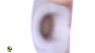 Creampied hairy babe shits over toilet