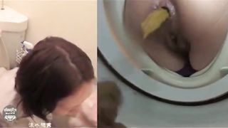 Two Japanese schoolgirls pooping