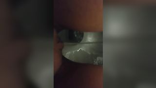 Shaved pussy tease and peeing