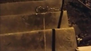 She's peeing outdoor