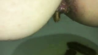 Long turd stuck in tight ass