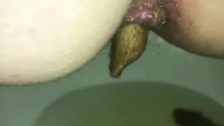 Long turd stuck in tight ass