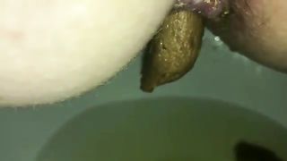 Long turd stuck in tight ass